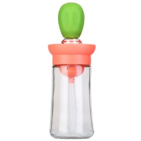 Oil Dispenser Bottle 2 In 1 Cooking Glass Olive Oil Dispenser Silicone Dropper with Silicone Brush Dropper Measuring Container for Kitchen Baking BBQ (Option: OilBottleGreen)