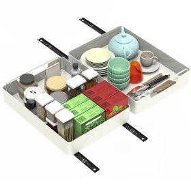 2Pcs Pull Out Cabinet Organizers Sliding Shelf Spice Rack Carbon Steel Roll Out Drawers Fixed with Adhesive Nano Film with Handle 55LBS Max Load (Option: 2PcsOrganizer30CM)