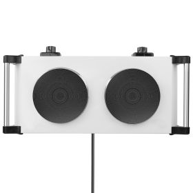 2000W Electric Dual Burner Portable Coil Heating Hot Plate Stove Countertop RV Hotplate with 5 Temperature Adjustments Portable Handles (Option: StoveSilverDouble)